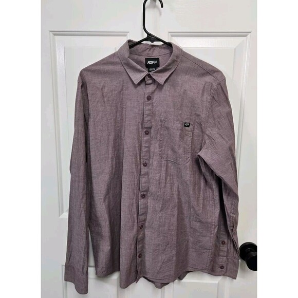 Fox Racing Shirt Mens M Purple Cotton Collared Button Up Long Sleeve - Picture 1 of 4